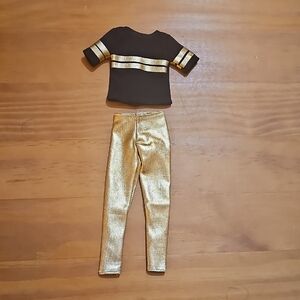 Stylish Black and Metallic Gold Pant Suit for Curvy Barbie.